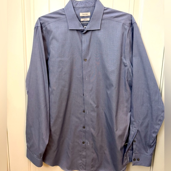 Calvin Klein Men's navy Blue Shirt 17.5 36/37 - Picture 1 of 4